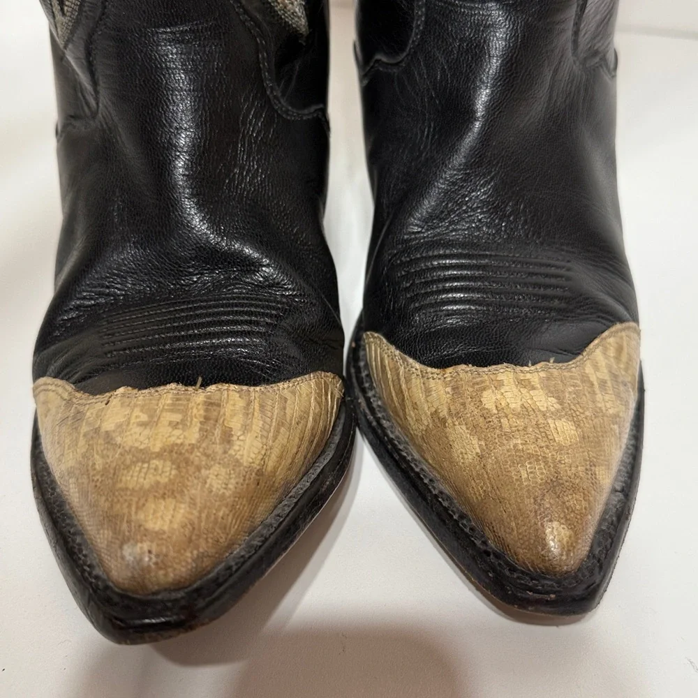 Tony Lama Vintage Black Leather Snake Cowboy Boots - Picture 9 of 17
